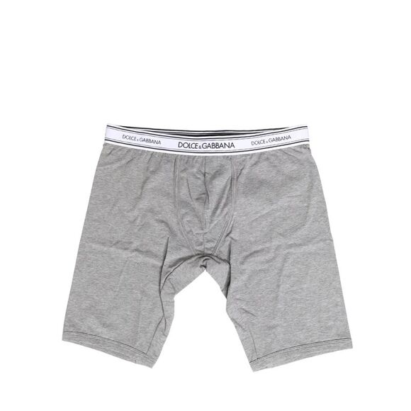 Dolce & Gabbana Gray Cotton Logo Waistband Midi Boxer Men's Underwear